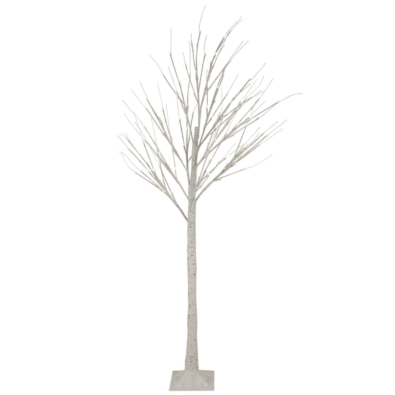 6ft. Pre-Lit White Twig Artificial Christmas Tree, Warm White LED Lights